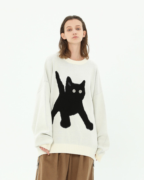 MIICHOUS Cat 크루넥 스웨터 (2컬러)
