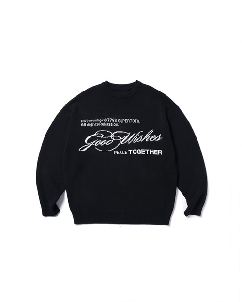 SPTF 레터링 자커드 스웨터 (블랙)