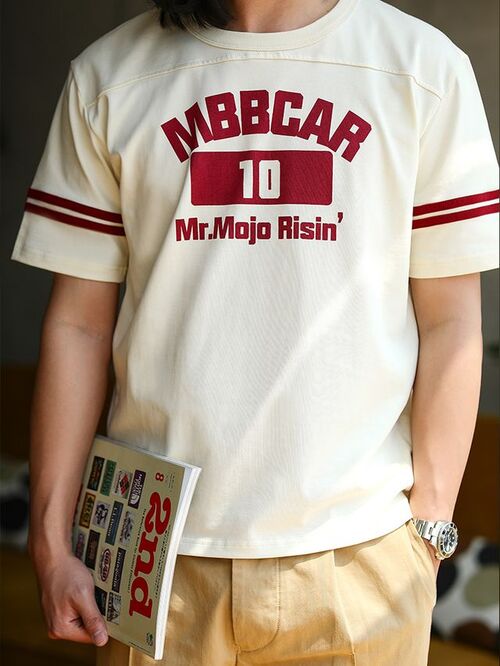 MBBCAR 프린팅 럭비 티셔츠 (오프화이트)