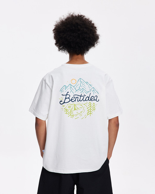 BENTIDEA 마운틴 그래픽 로고 티셔츠 (화이트)