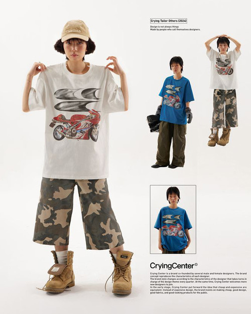 CRYINGCENTER 모터사이클 그래픽 티셔츠 (2 컬러)